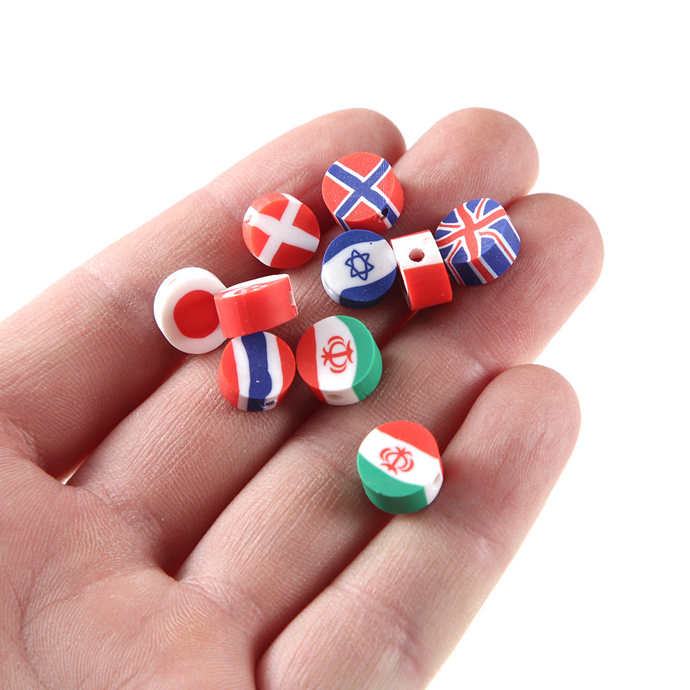 Malagmenta de 100 piezas/paquete Bandera nacional de 10 mm de cerámica suave mixta en rodajas de rodajas